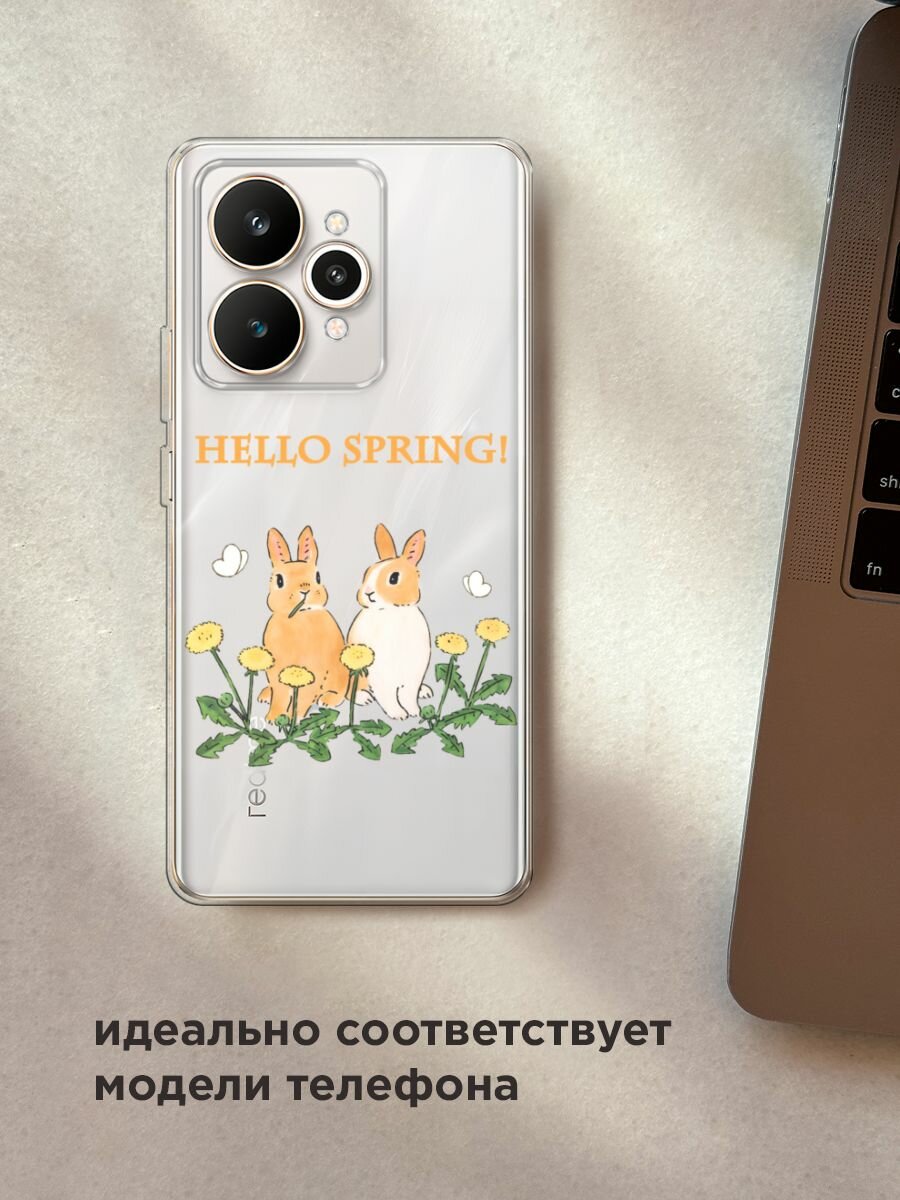 Чехол на Realme 15 / Реалми 15 с принтом "Весенние кролики", прозрачный — фото 1