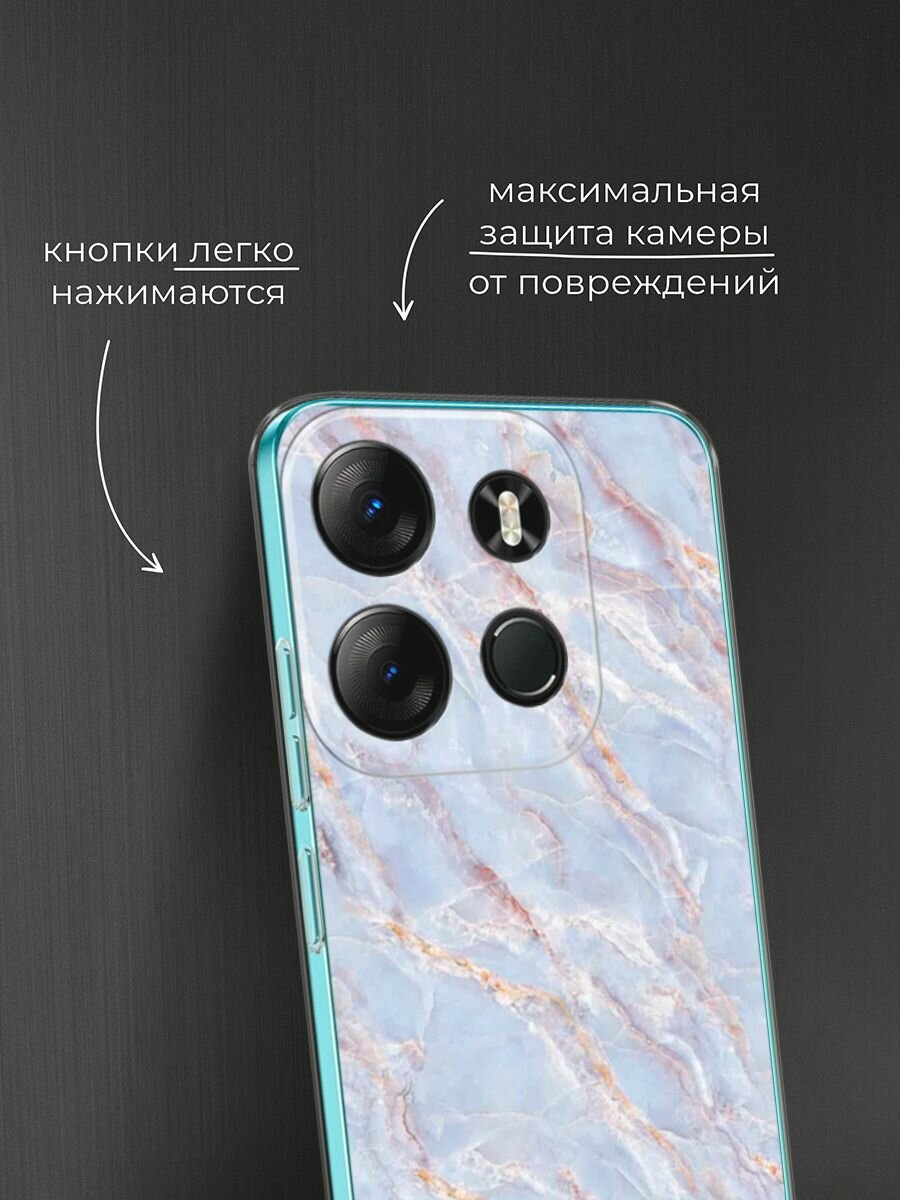 Чехол на Tecno Spark Go 2023/Infinix Smart 7 / Текно Спарк Гоу 2023/Инфиникс Смарт 7 с принтом "Сиреневый мрамор" — фото 1