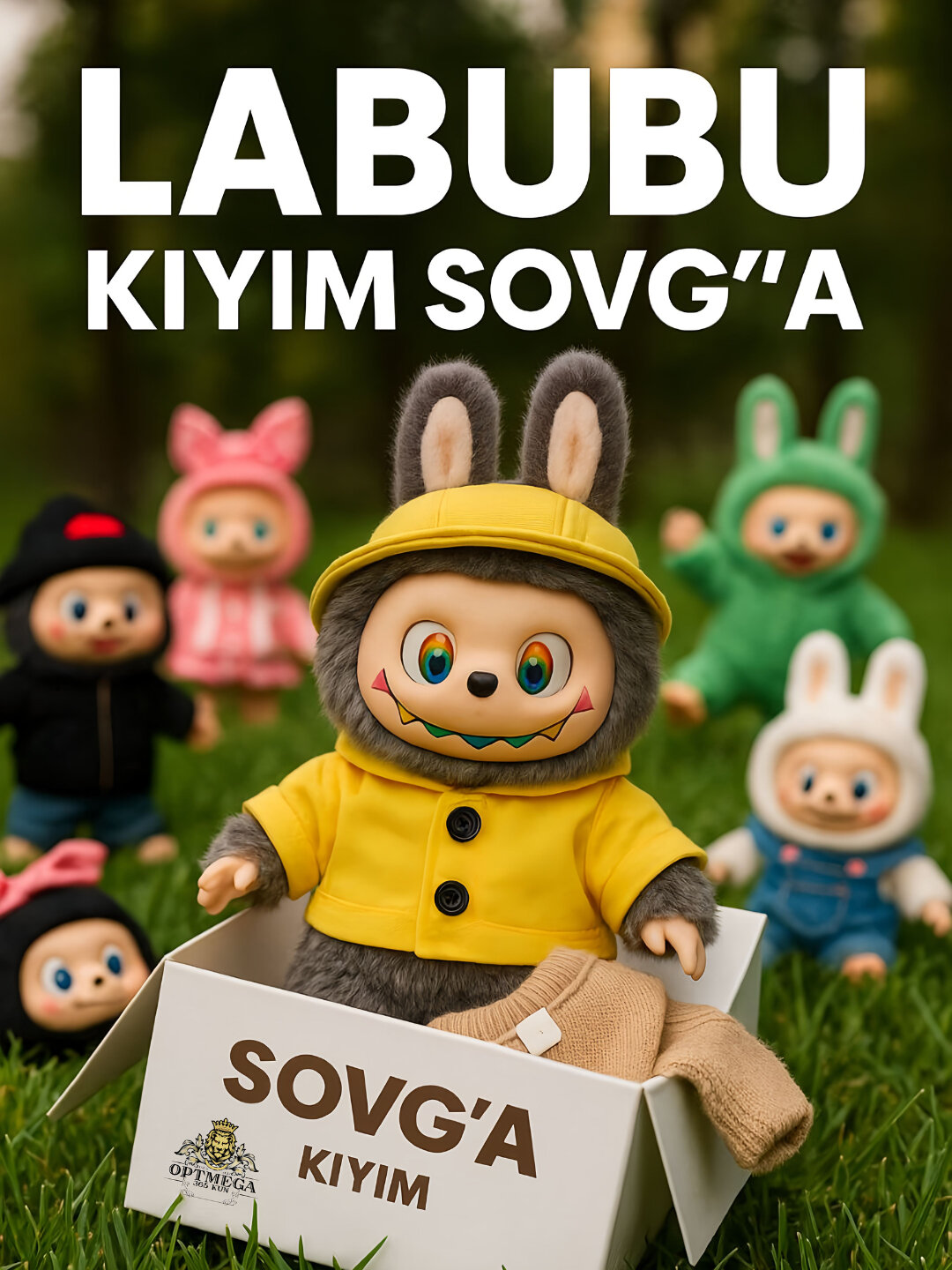 Брелок Лабубу + игрушка с одеждой 50 разных одежд, 18 см - Красный — фото 1