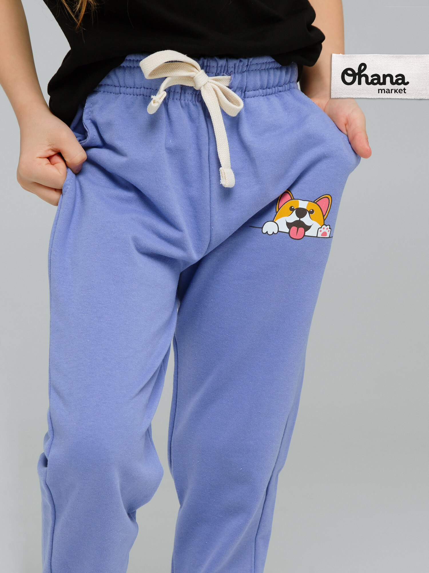 Брюки Ohana kids спортивные для физкультуры и детского сада размер 146-152 фиолетовый