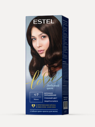 Изображение товара ESTEL Стойкая крем-краска LOVE для закрашивания седины, тон 4/7 Мокко, 115 мл