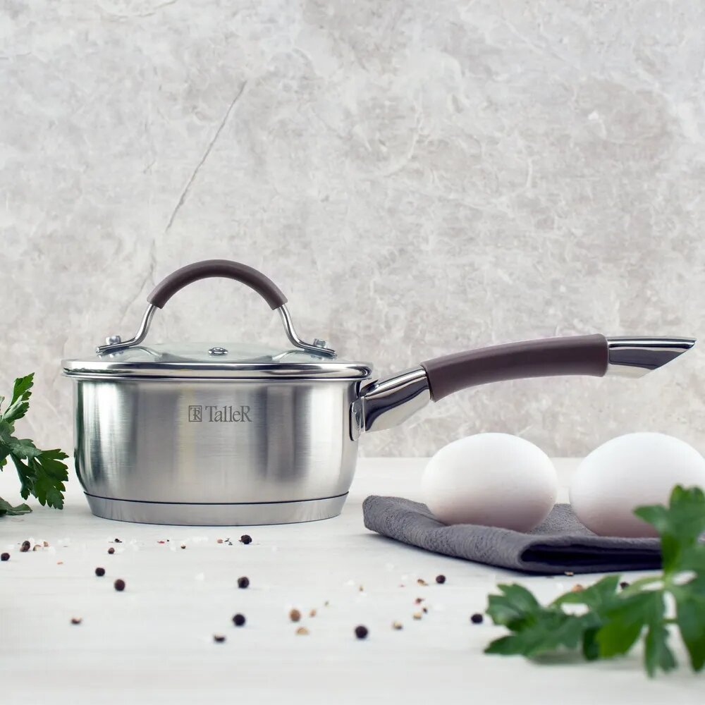 Ковш с крышкой TalleR TR-11021 Лира 0.9 л, нержавеющая сталь — фото 1