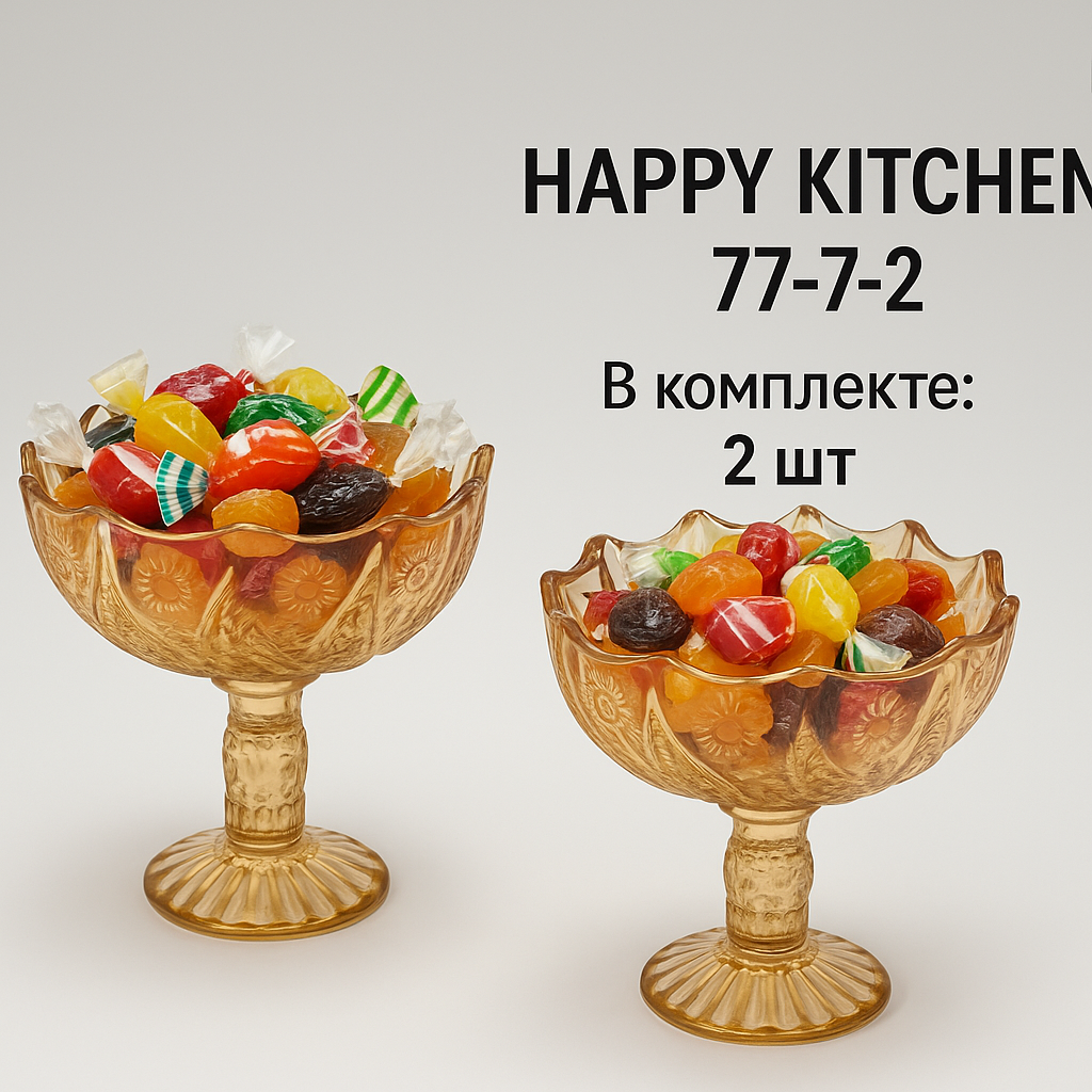 Набор для сладостей, мороженого и конфет 77-7-2– 2 шт. Хрустал. Подарочная упаковка.