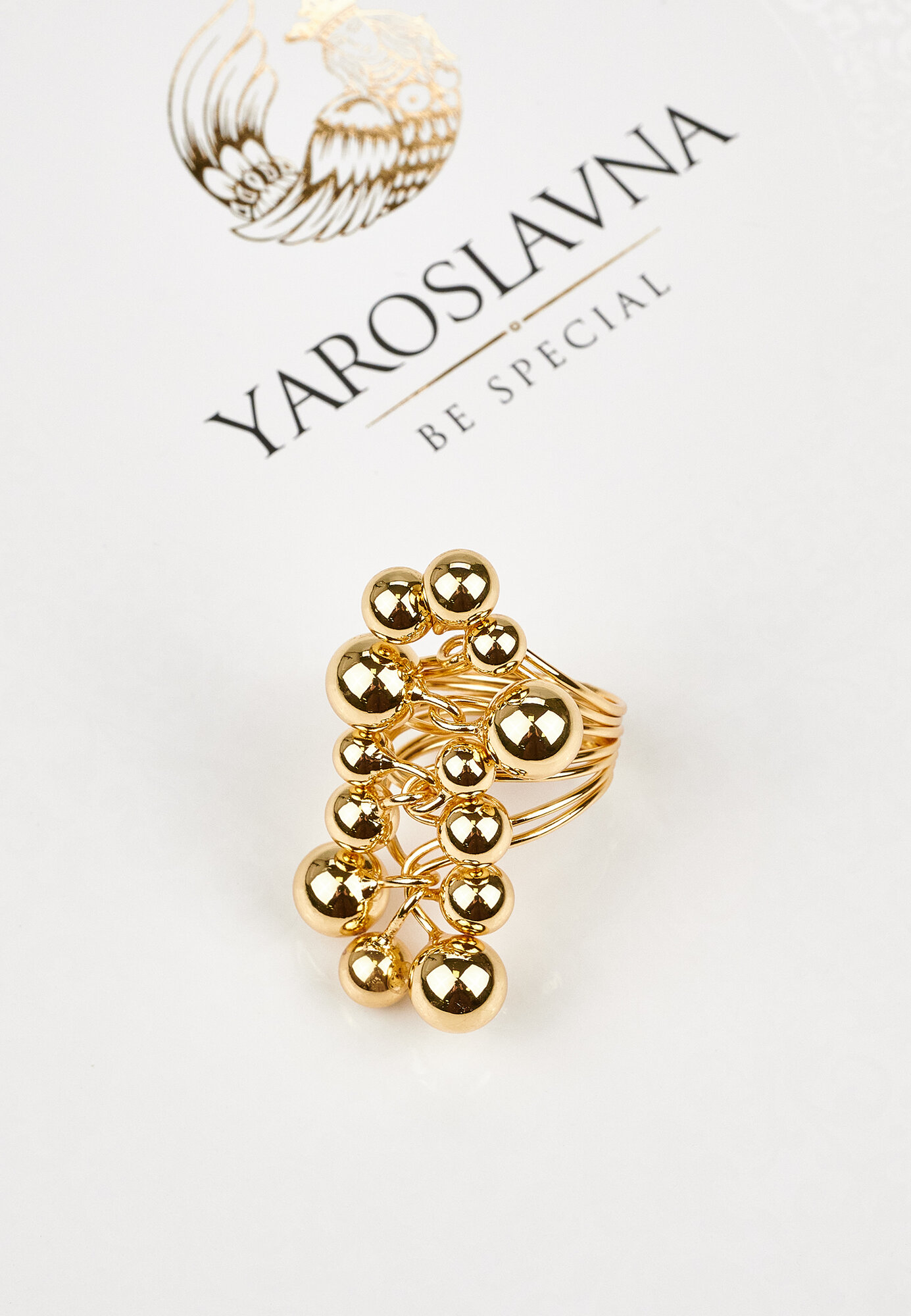 Кольцо YAROSLAVNA, размер 17, золотой — фото 1