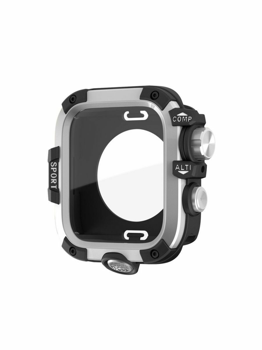 Металлический защитный чехол бампер для Apple Watch Series 10 46мм с противоударными свойствами, Функция хранителя экрана
