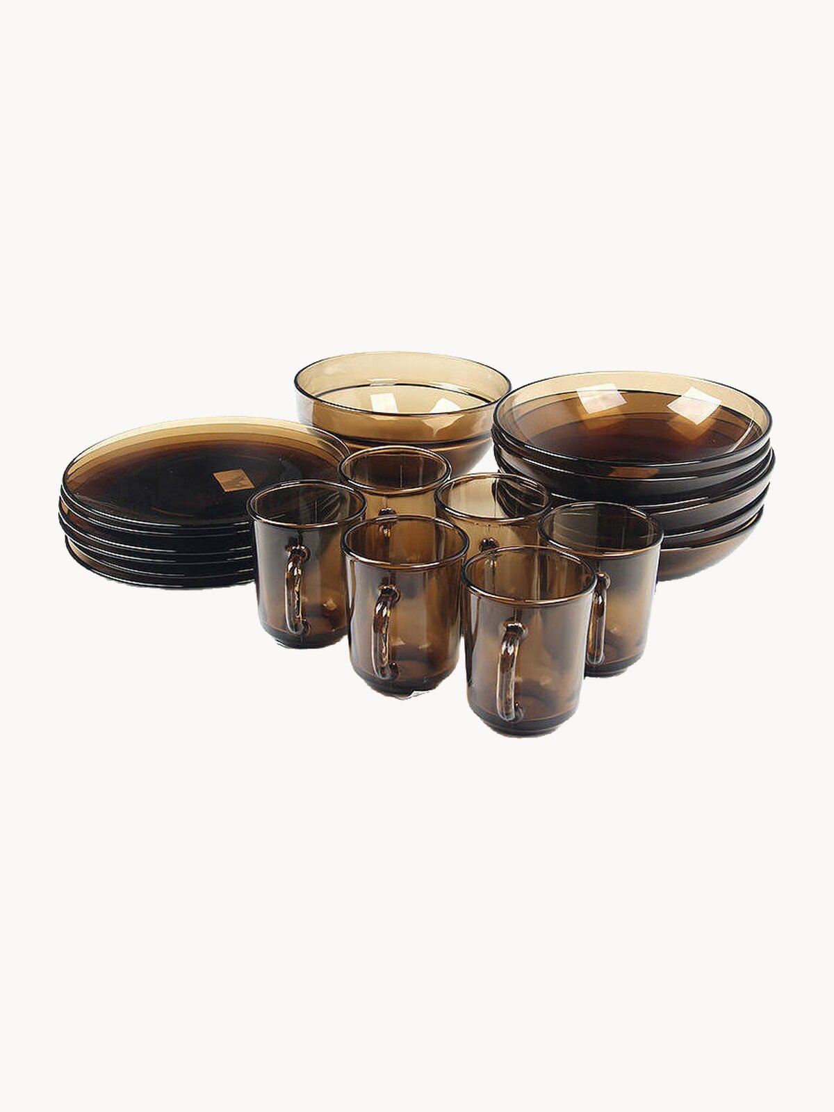 Столовый сервиз Glass Ink BASILICO, на 6 персон, коричневый, 19 шт., стекло, можно мыть в посудомоечной машине