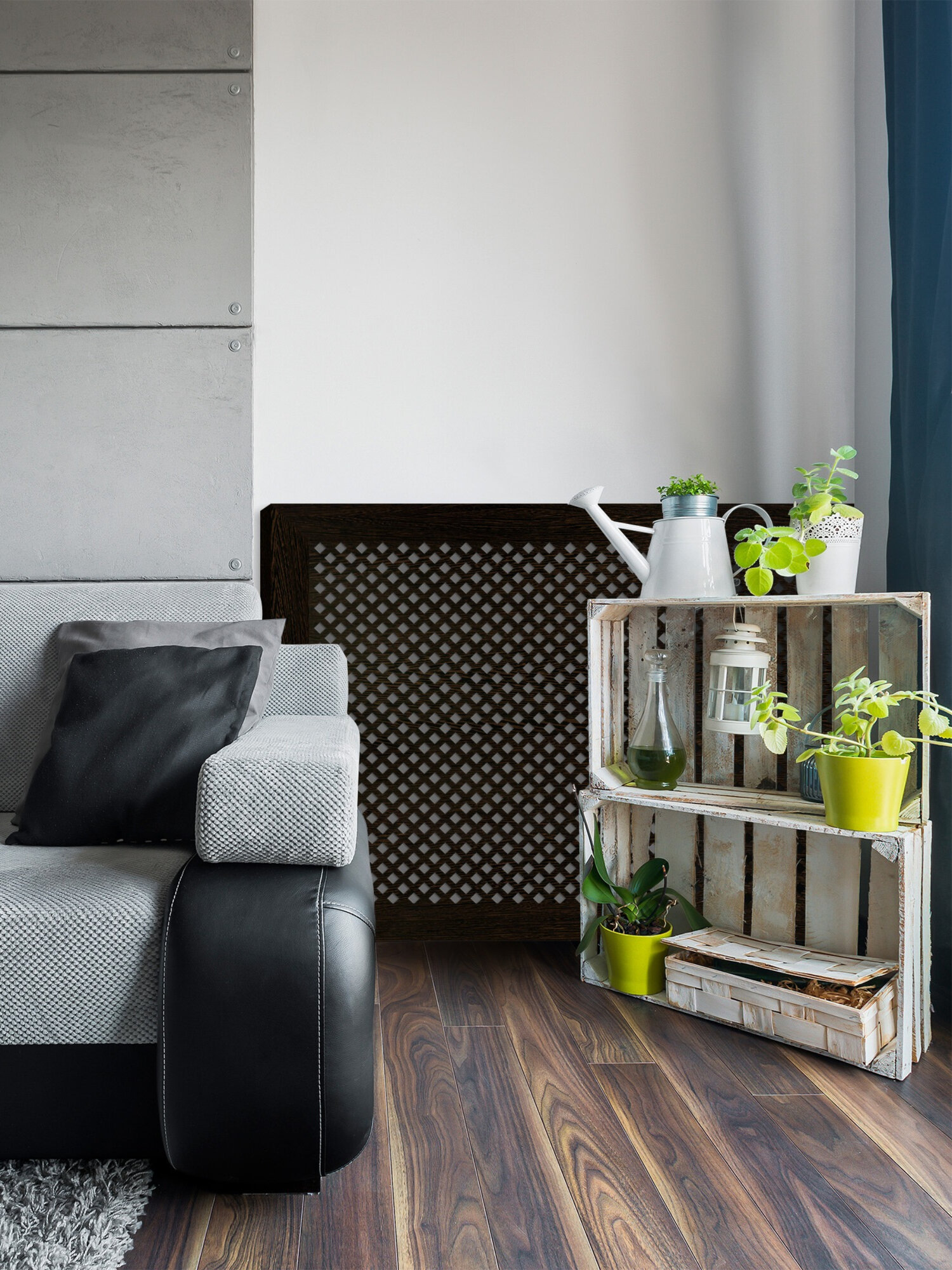 Экран для радиатора МДФ 1200х600 мм черный DE LUXE Глория Стильный Дом