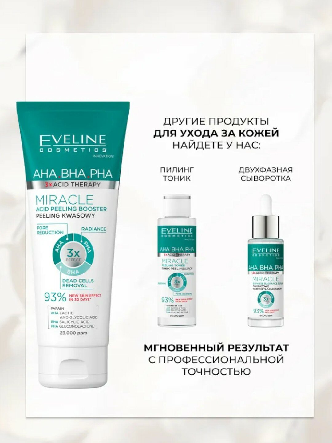 Пилинг-бустер для лица Eveline AHA-BHA-PHA Miracle acid 75мл — фото 1