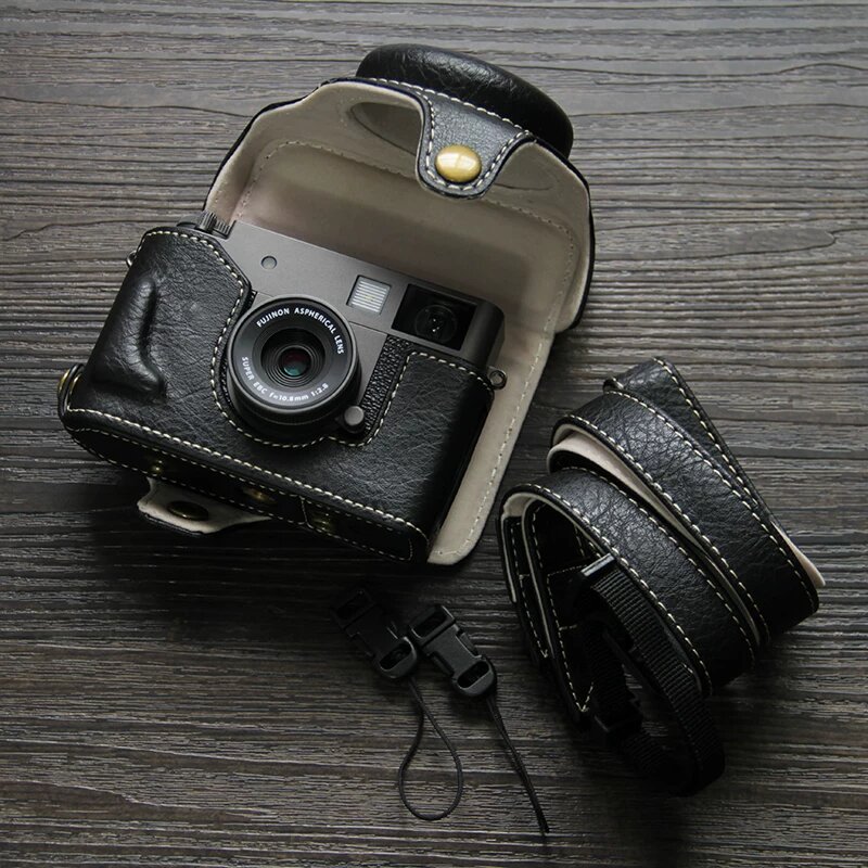 Кожаный сумка-черепаха Xhalf для Fujifilm X-Half, компактный переносной чехол с одинарным ремешком, черный