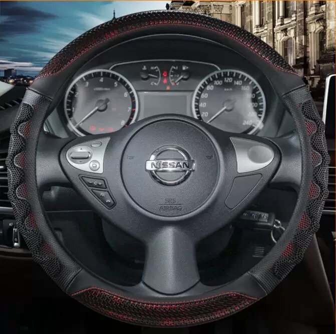 Универсальная ворсистая накидка на рулевое колесо для Nissan Sylphy 2021-2023 — круглая форма, бургундский цвет,