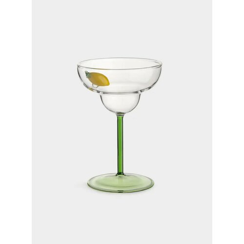 Бокал-креманка для шампанского 260 мл стекло Б зеленая ножка Лимон Lemon 2385₽
