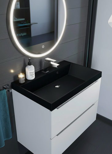 Изображение товара Раковина кварцевая для ванной комнаты Uperwood Classic Quartz 70 см, черная матовая, космос