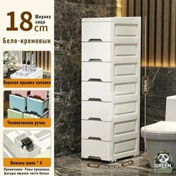 Комод, 7 ящ, 18х30x109 см, Чистый белый цвет, влагостойкий (нагрузка 25 кг)