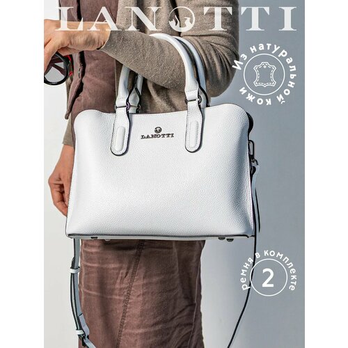 фото Сумка тоут lanotti, фактура зернистая, белый,