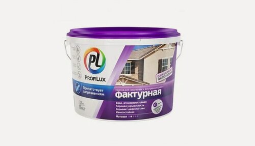 Изображение товара Краска структурная для внутренних и наружных работ Profilux ВД Фасадная фактурная матовая белая 16 кг