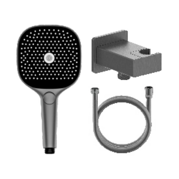 Лейка для душа с держателем (с подключением шланга) и шлангом Raglo R476.40.09, графит