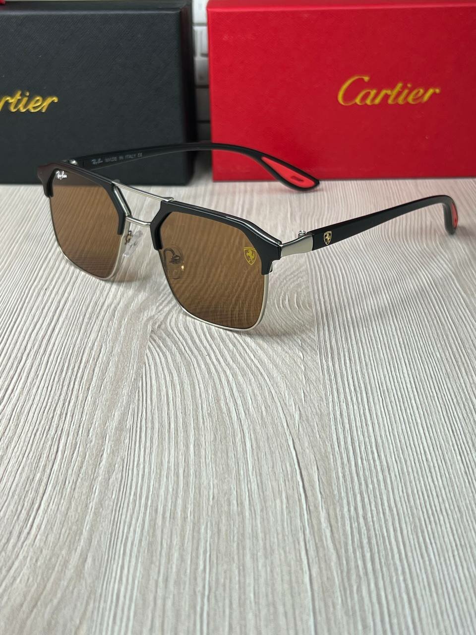 Солнцезащитные очки Ray-Ban, серый, коричневый — фото 1