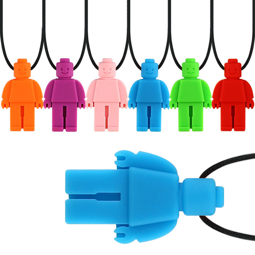 Стоматологические Препараты Для Прорезывания Зубов Robot Sensory Chew Necklace Brick Kids Chewy Silicone Biting Teether Toy for Oral Motor Anxiety Autism