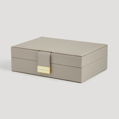 Изображение товара Шкатулка для украшений, 20х15 см, с зеркалом, бежевая, Premiere one, Kuchenland, дерево/искусственная кожа