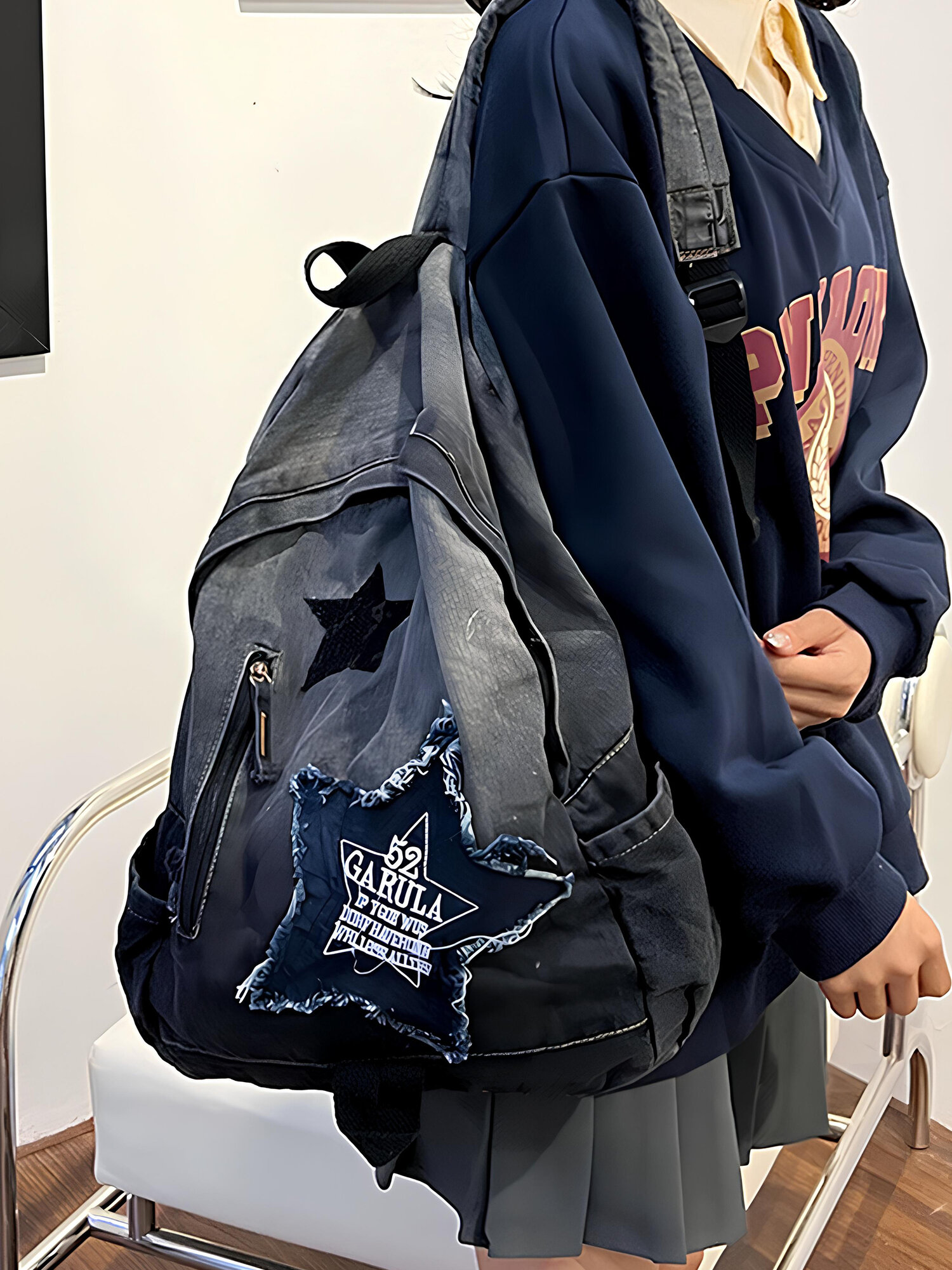 Рюкзак джинсовый y2k школьный корейский для подростков, городской портфель для девочки — фото 1