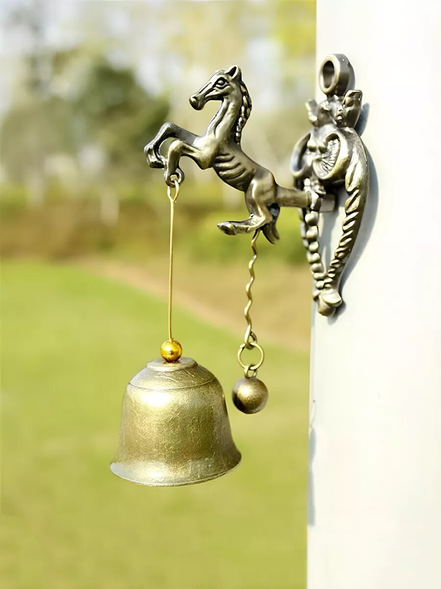 Колокольчик на дверь магазина металлический Лошадь винтажный на магните — фото 1