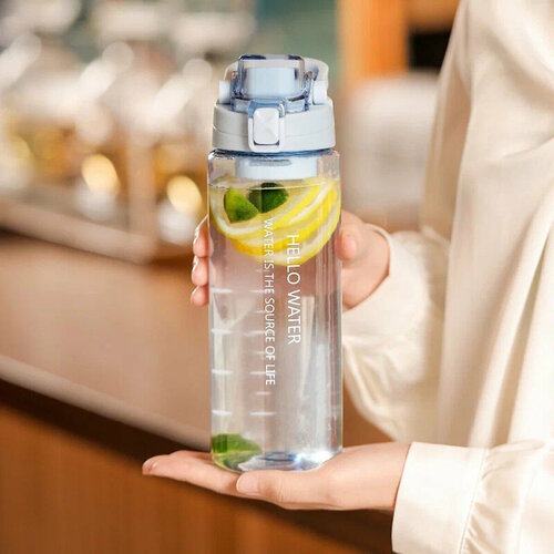 Бутылка для воды, спортивная бутылка, 800 мл, голубая с замком