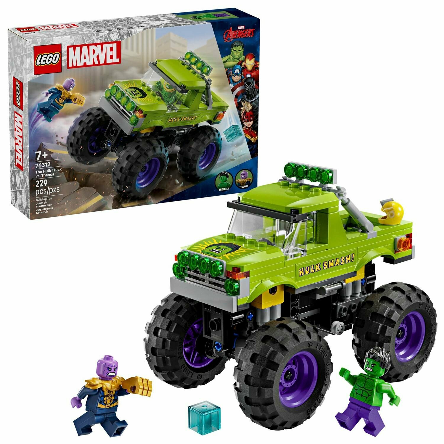 Конструктор детский LEGO Marvel Внедорожник Халка против Таноса, 229 деталей, возраст 7+, 76312