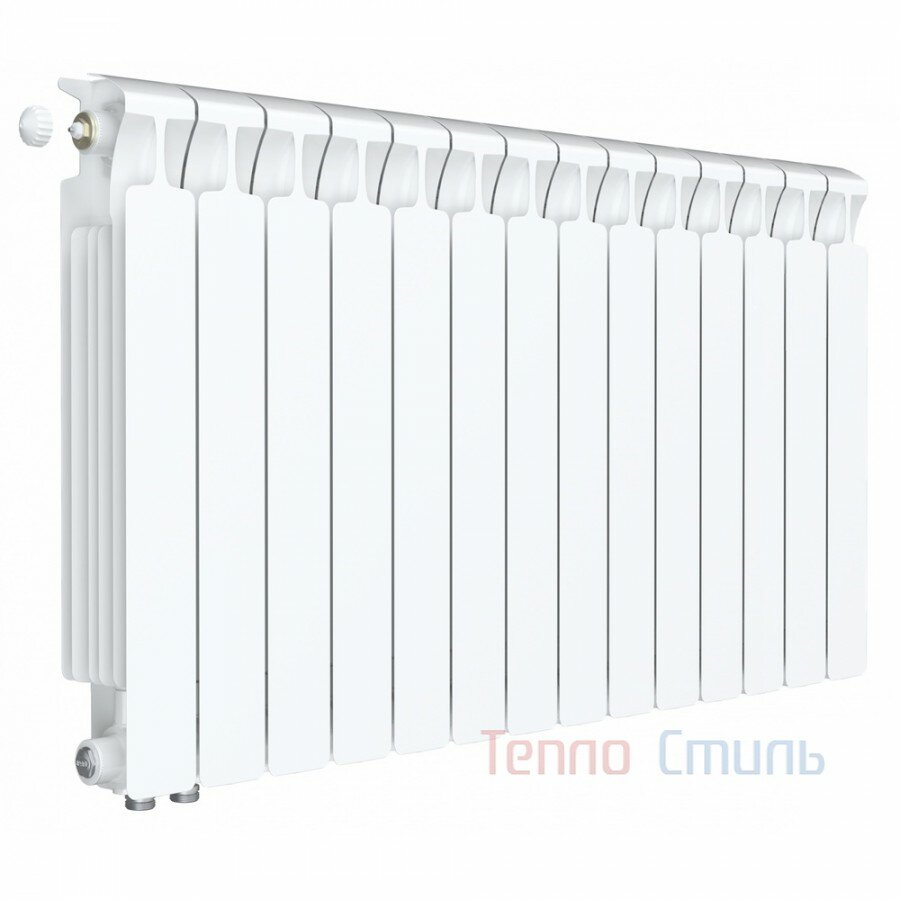 Радиатор Rifar Monolit Ventil 500/14 секций межосевое подключение 80мм Нижнее подключение левое (MVL) цвет белый