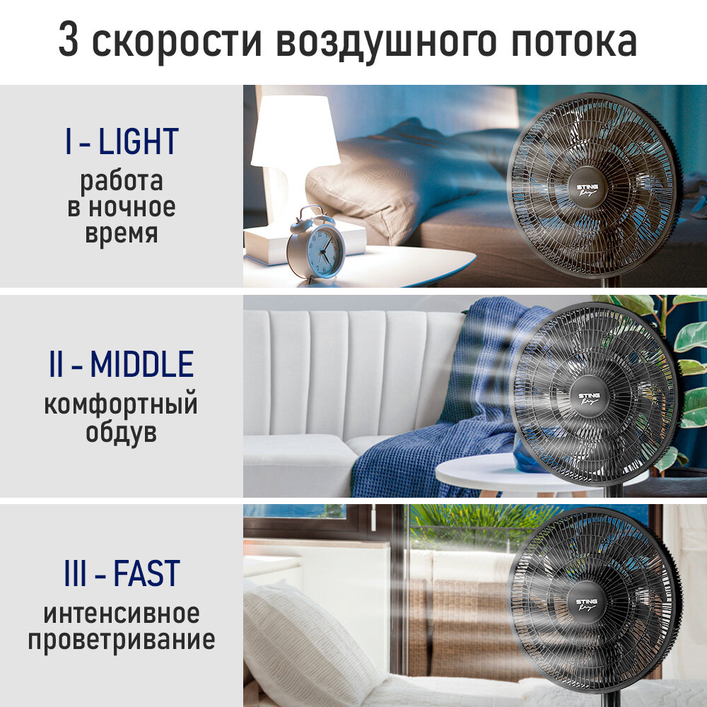 Напольный вентилятор STINGRAY ST-FN4134B черный — фото 1