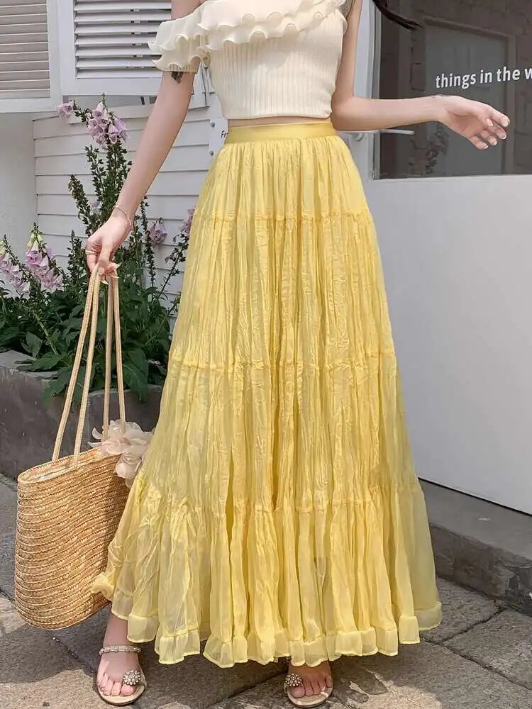 Юбка UCXQ размер S светло-желтый