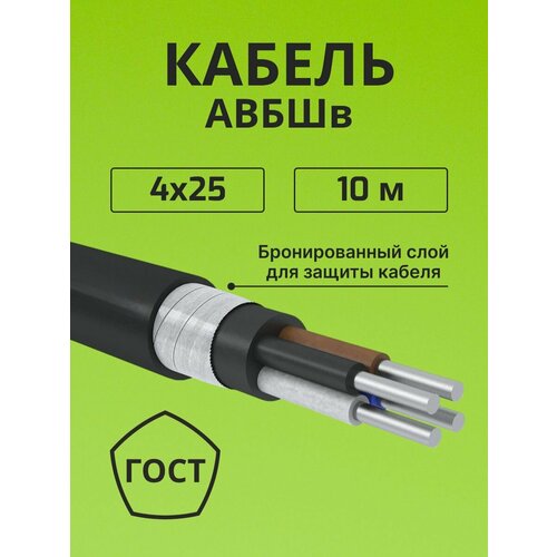 фото Провод электрический/кабель алюминиевый бронированный гост авбшв 4х25 - 10 м. алюр