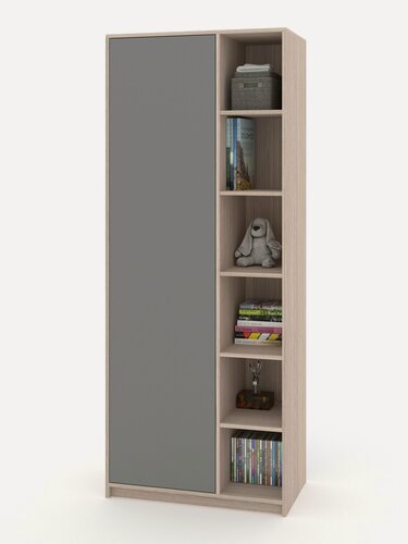 Изображение товара Есэндвич Grand Лаворо 18 Шкаф 80х200х40 см левый (Анкор светлый/Вулканический серый) с полками и штангой