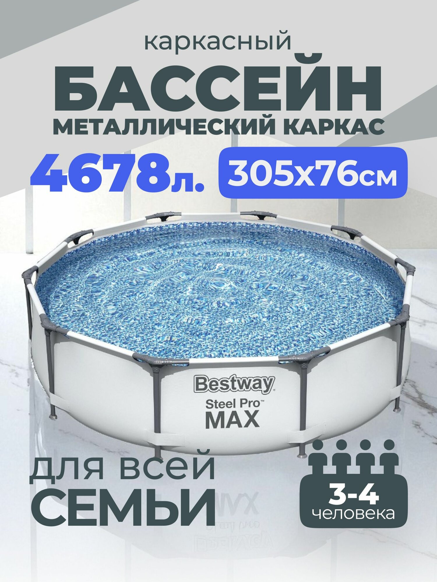 Каркасный бассейн круглый Bestway 56406 305x76см