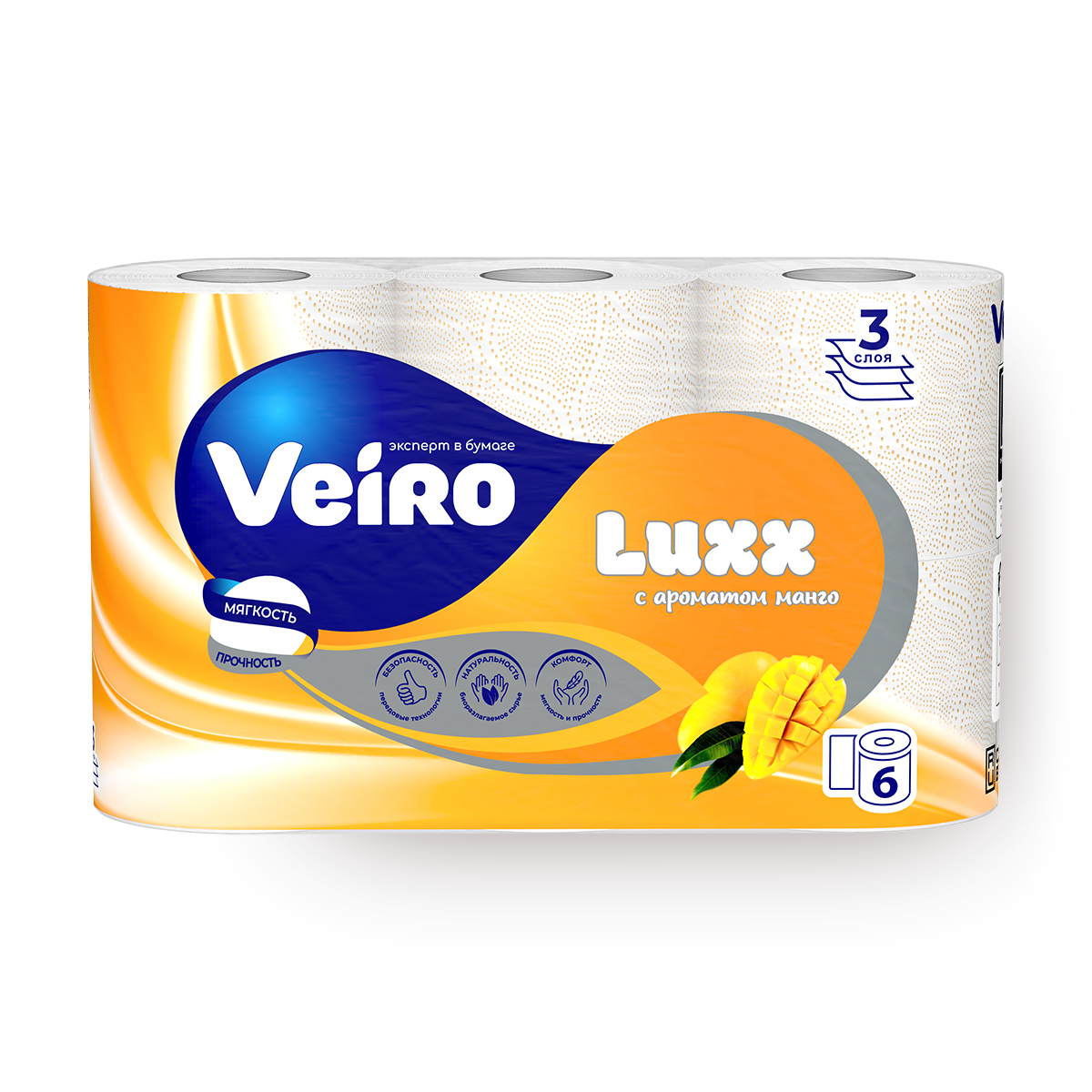 Туалетная бумага Veiro Luxx Aroma, 3 слоя, ароматизированная, белая, 6 шт