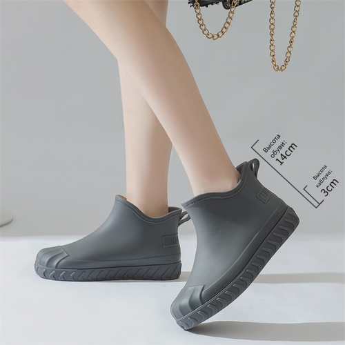 Изображение товара Полусапожки с толстой подошвой из ПВХ, резиновые сапоги, новый стиль, женские, уличные, водонепроницаемые, нескользящие, уличные, длинные, модные резиновые сапоги для женщинРазмер обуви. EU:39