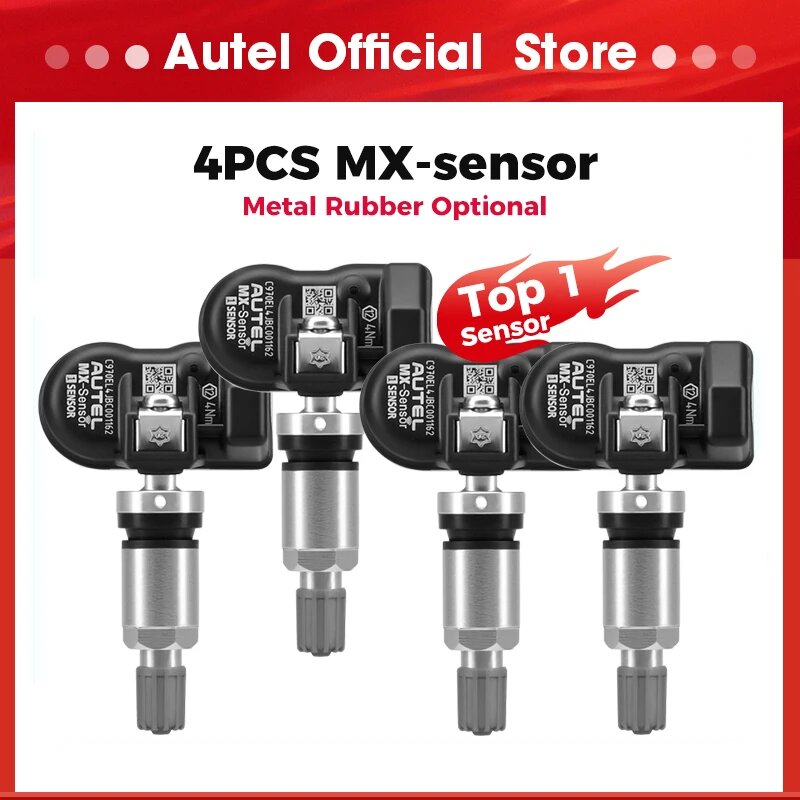 Autel MX-Sensor 433 МГц 315 МГц Универсальный программируемый монитор для программирования давления в шинах Диагностические инструменты Датчик работы MaxiTPMSPAD, 4pcs 2 in 1 Rubber — фото 1