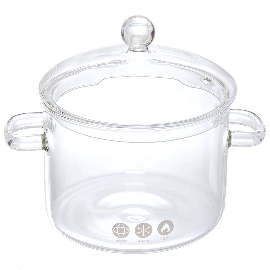 Кастрюля из боросиликатного стекла 19л «Хай-Тек» прозрачная с крышкой и ручками