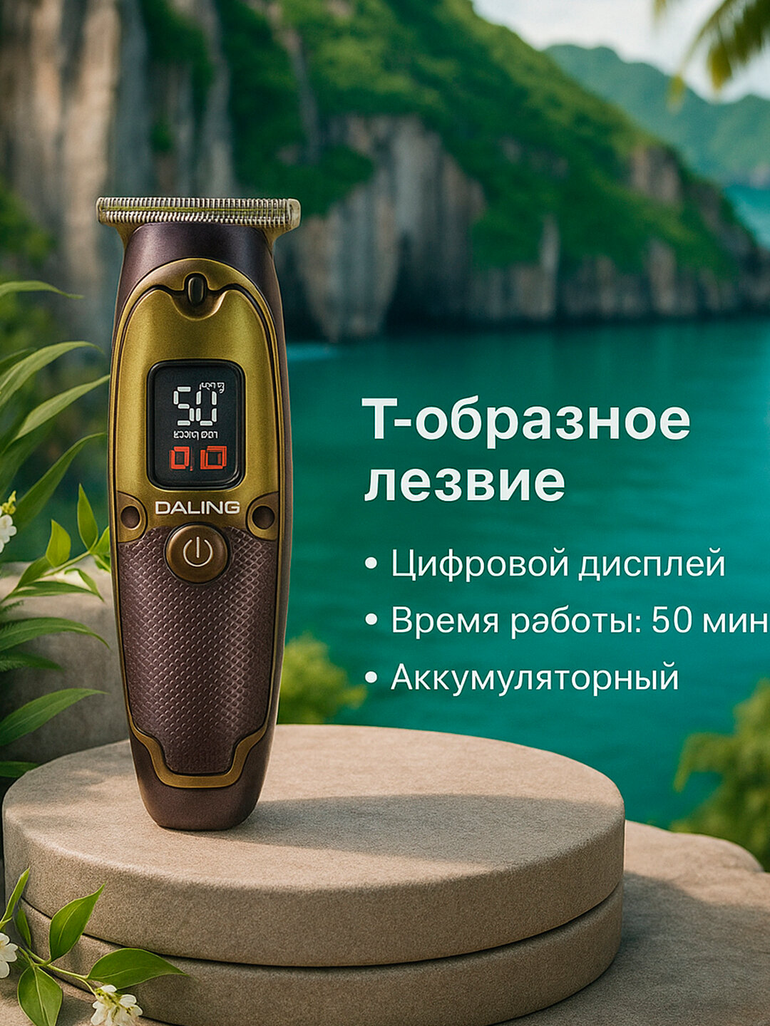 Машинка для стрижки Daling DL-1865, питание от USB, 3 насадки