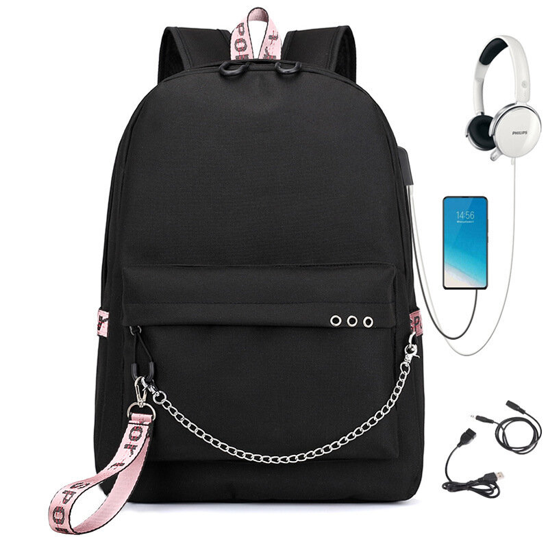 Рюкзак школьный для девочки с USB, анатомическая спинка, Oxford, 43×28×15 см