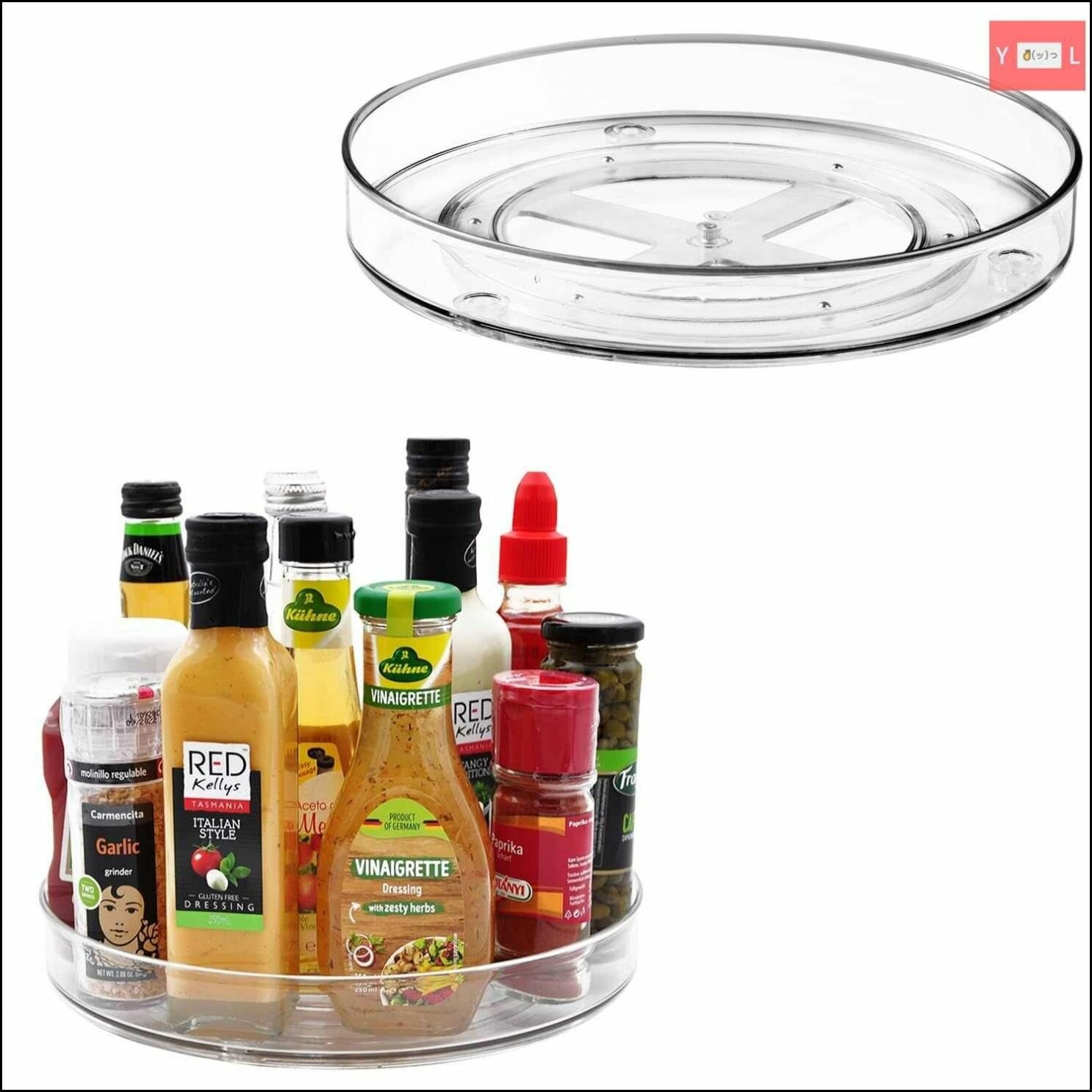 Эксклюзивный вращающийся пластиковый поднос HONEY KITCHEN для кухни, удобная подставка под фрукты и специи, практичный органайзер в холодильник