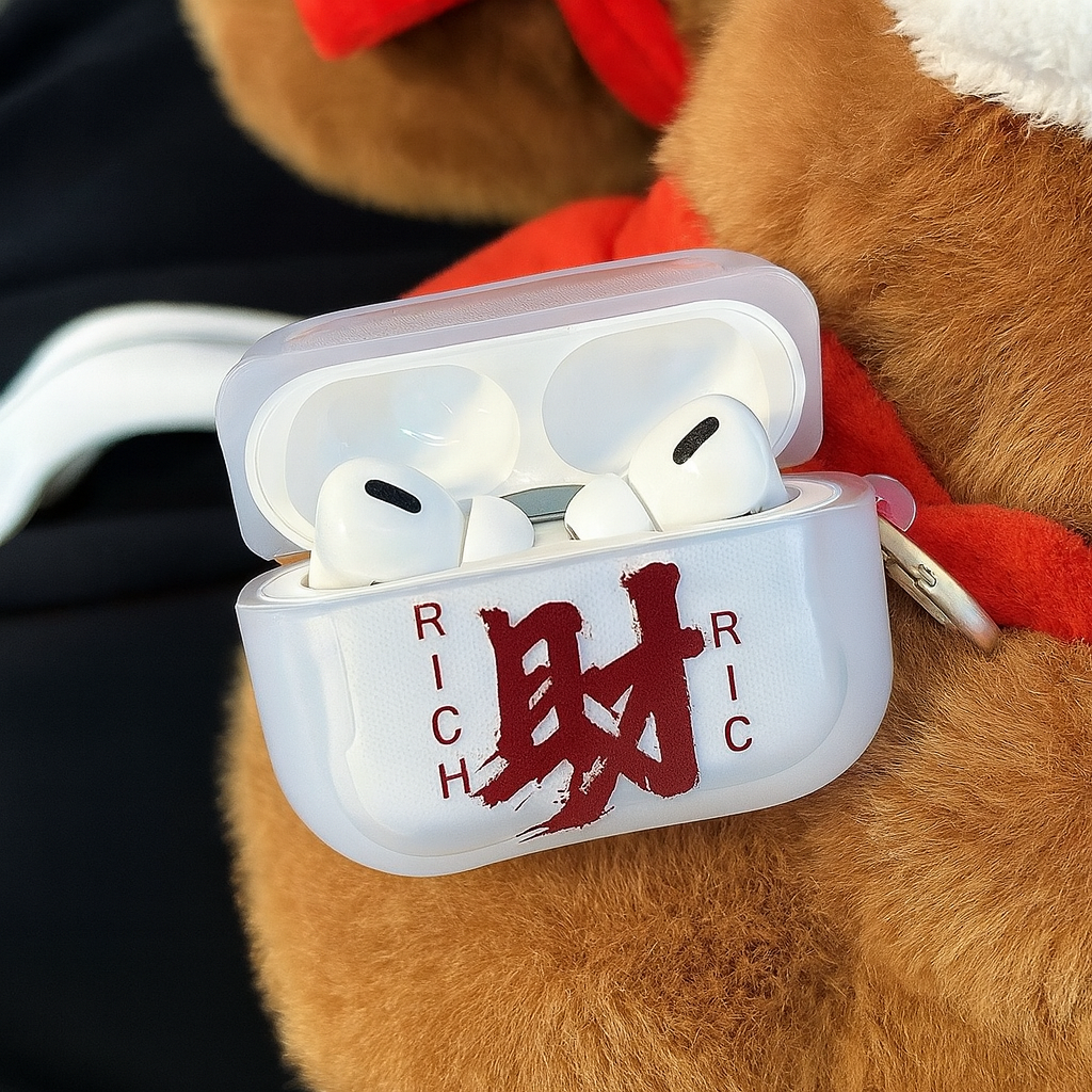 Защитный и декоративный чехол для Airpods 2 pro с надписью и с брелком