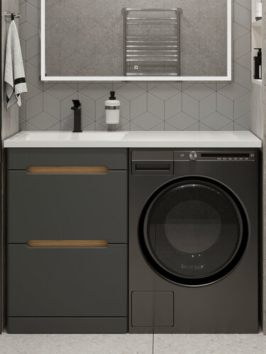 Изображение товара Тумба напольная без раковины Vannika Faro 60 для ванной комнаты, дуб вотан, графит софт