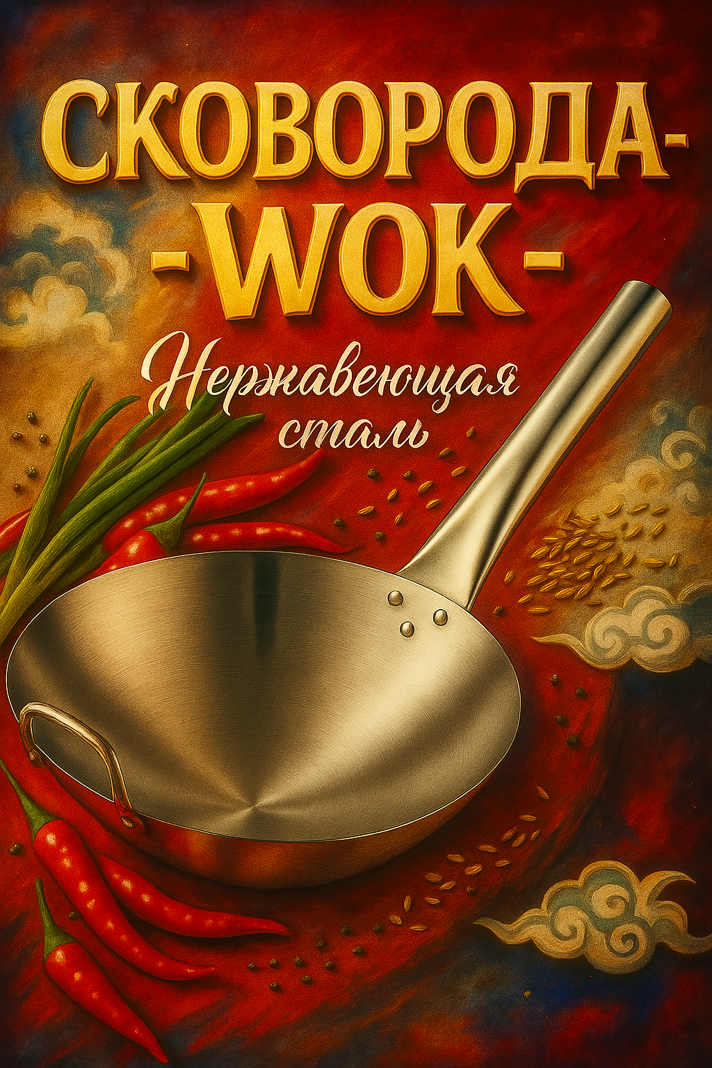 Сковорода-вок SKYPHOS Chief нержавеющая сталь 28 см серебристый