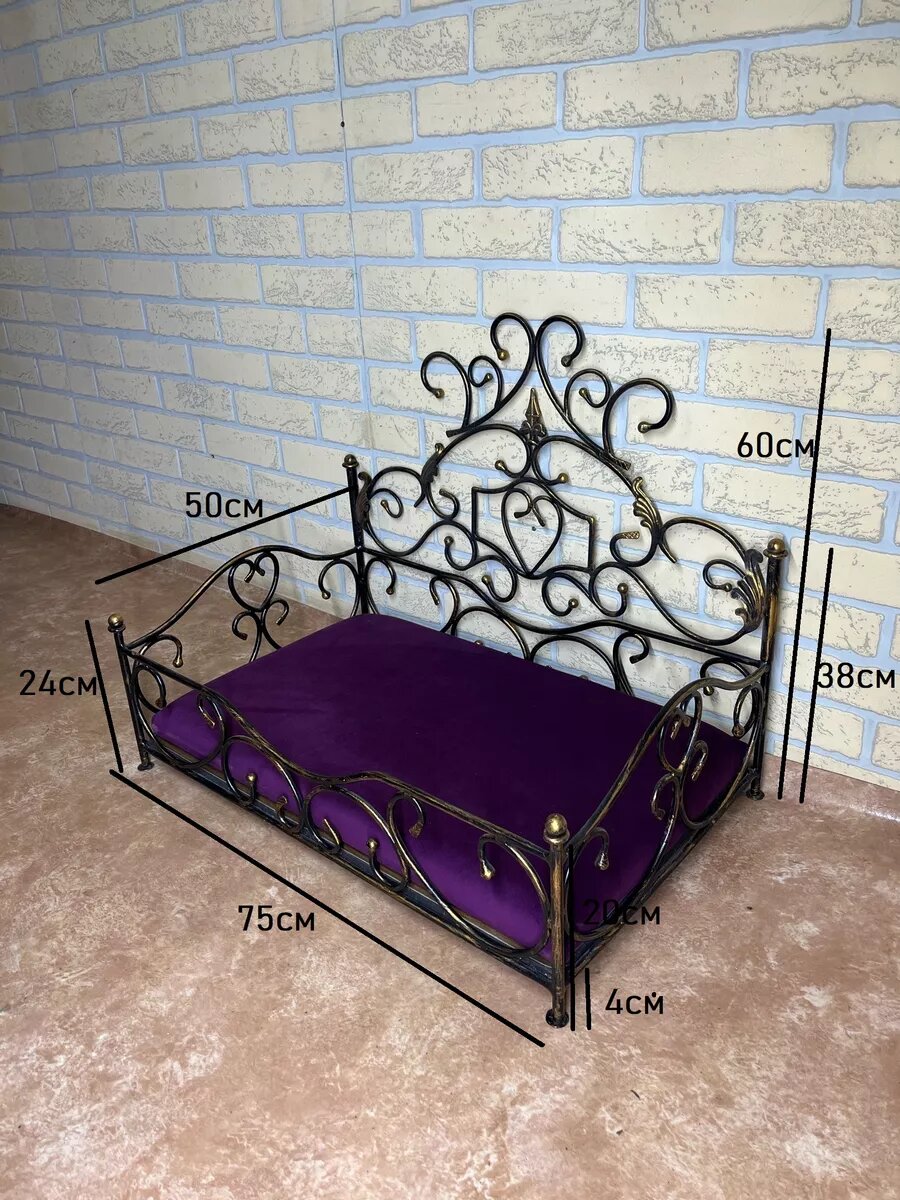 Лежанка для Кошек и Собак, Студия кованой мебели Нива, цвет темно-зеленый