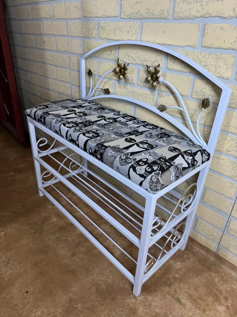 Кованая прихожая, вешалка + банкетка, Студия кованой мебели Нива, цвет серо-черный — фото 1