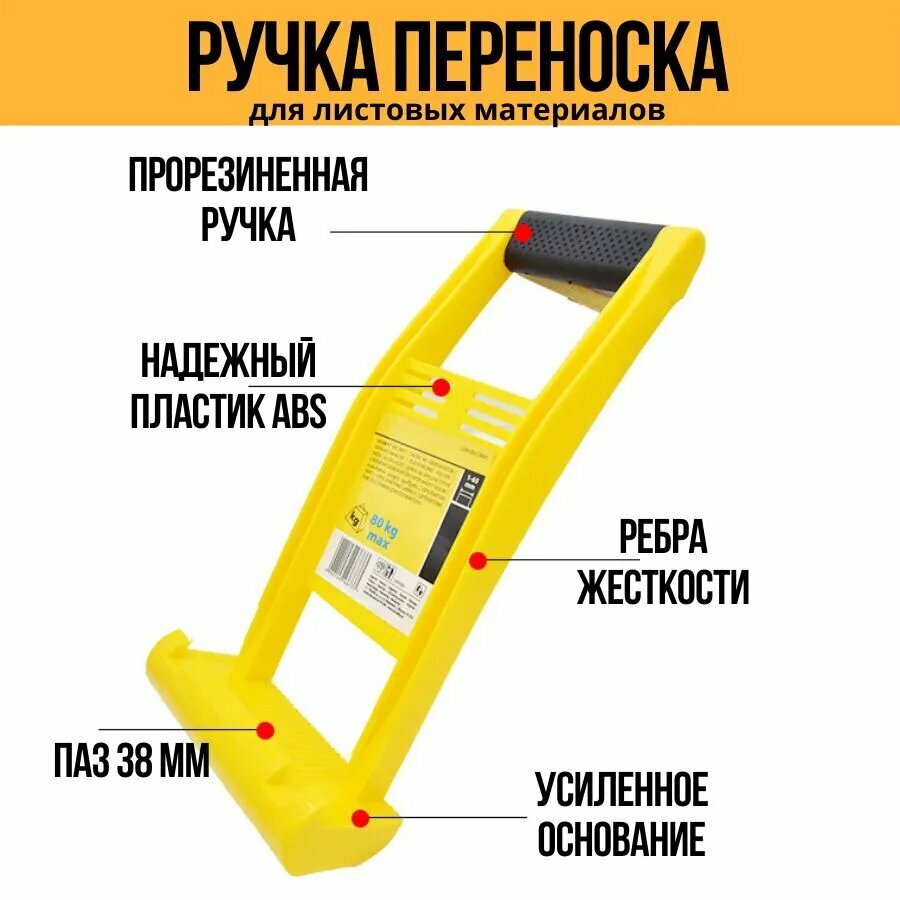 Ручка-переноска для листовых материалов прорезиненная рукоятка
