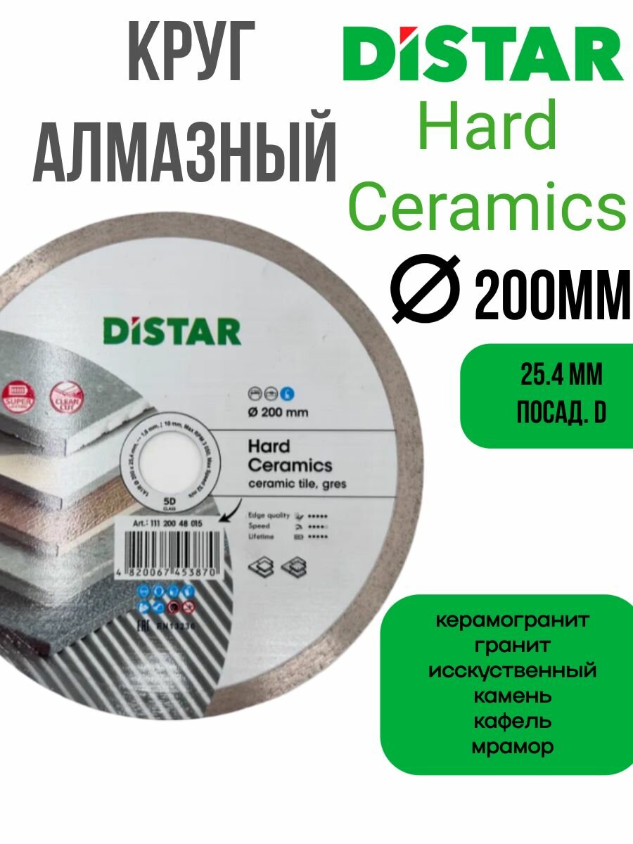 Круг алмазный DISTAR Hard Ceramics 200x254