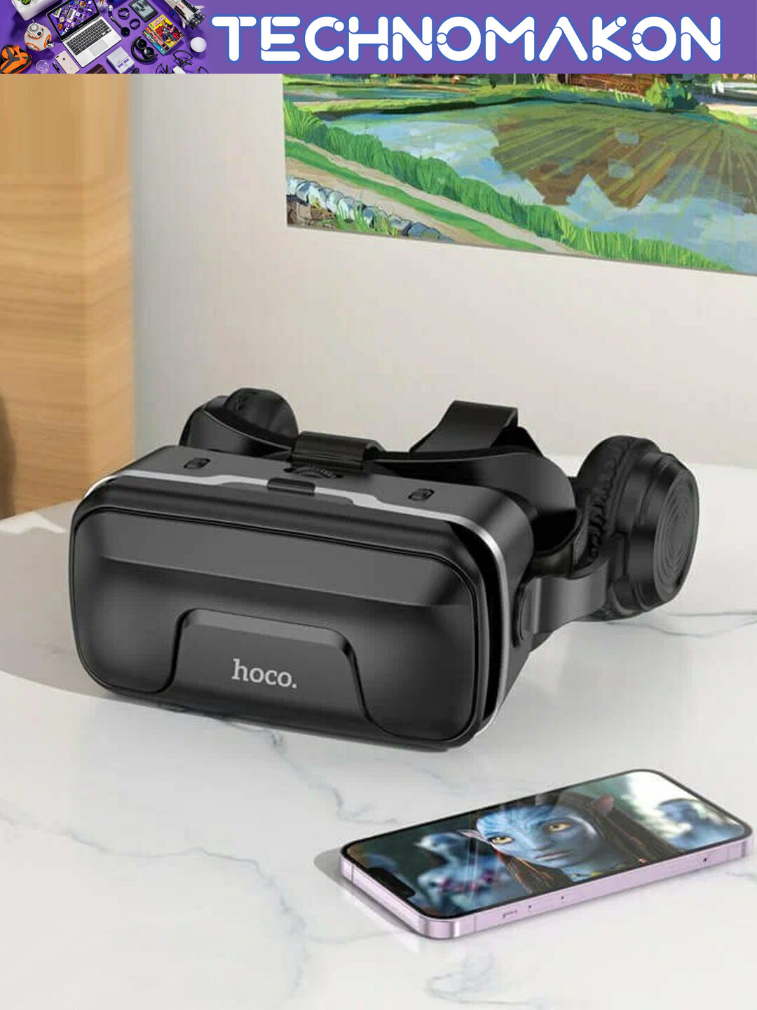 VR очки виртуальной реальности для телефона HOCO DGA10 с встроенными наушниками ВР очки 3D