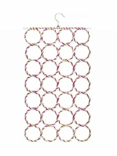 Подвесной органайзер-вешалка для шарфов, галстуков и ремней с 28 металлическими кольцами – компактная