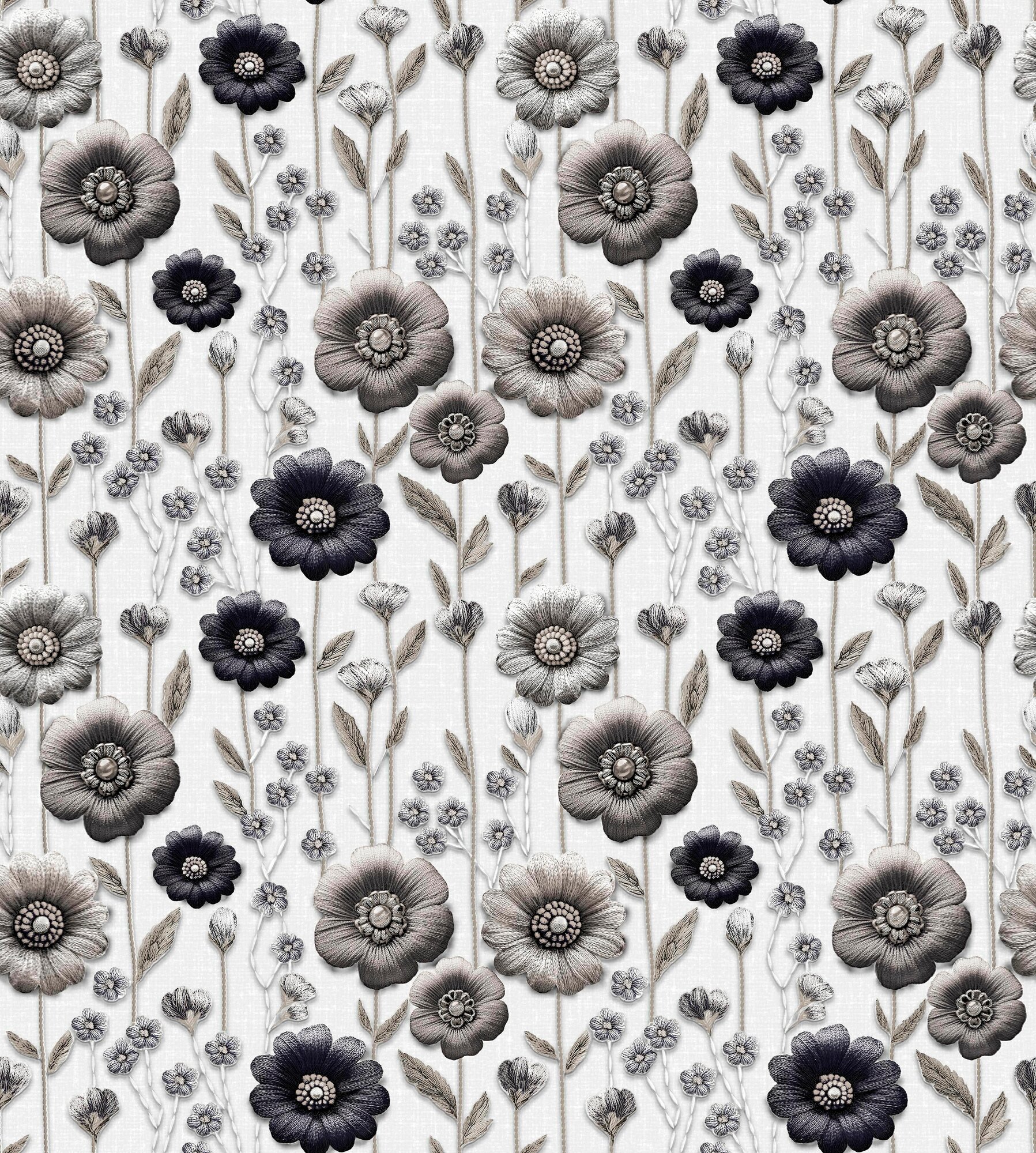 Обои бумажные Цветы на холсте  Под Ткань Рогожка плотные Дуплекс скроет неровности 053х10м